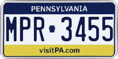 PA license plate MPR3455