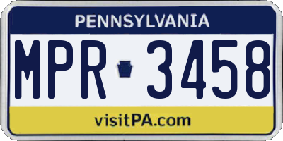 PA license plate MPR3458