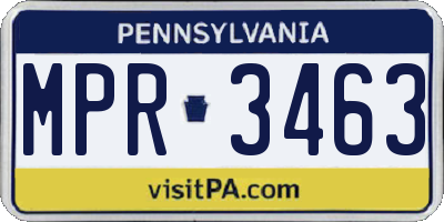 PA license plate MPR3463