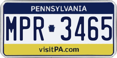 PA license plate MPR3465