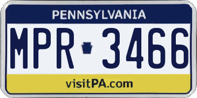 PA license plate MPR3466