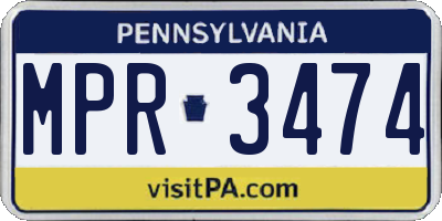 PA license plate MPR3474