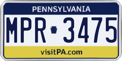 PA license plate MPR3475
