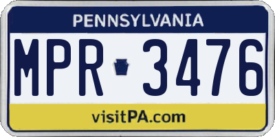 PA license plate MPR3476