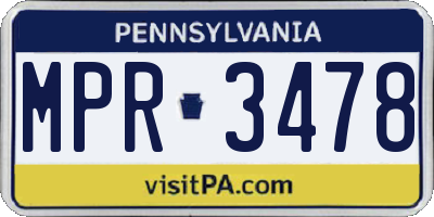 PA license plate MPR3478