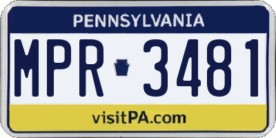 PA license plate MPR3481