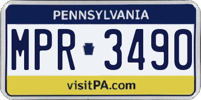 PA license plate MPR3490