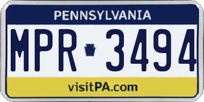 PA license plate MPR3494