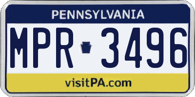 PA license plate MPR3496