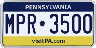 PA license plate MPR3500