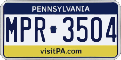 PA license plate MPR3504