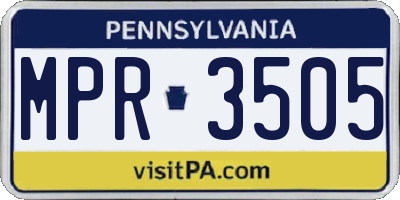 PA license plate MPR3505