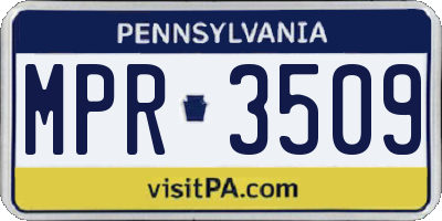 PA license plate MPR3509