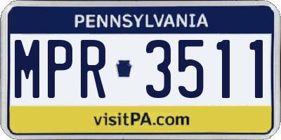 PA license plate MPR3511