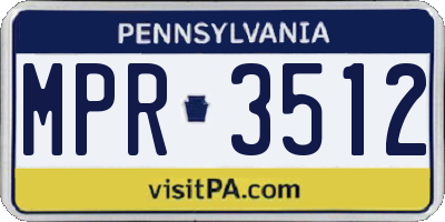 PA license plate MPR3512