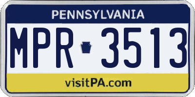 PA license plate MPR3513