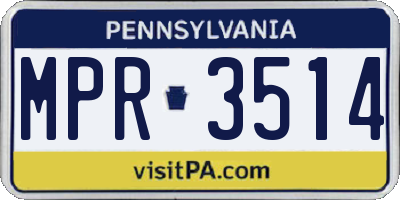 PA license plate MPR3514