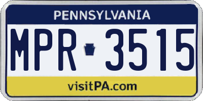 PA license plate MPR3515