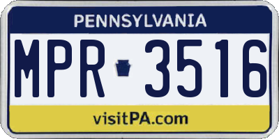 PA license plate MPR3516