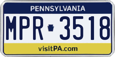 PA license plate MPR3518