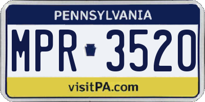 PA license plate MPR3520