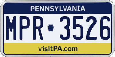 PA license plate MPR3526