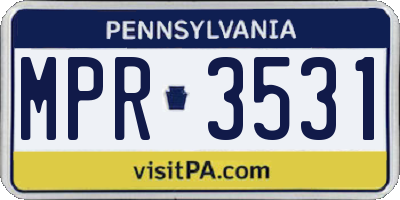 PA license plate MPR3531