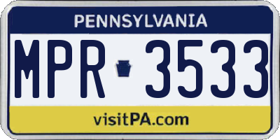 PA license plate MPR3533