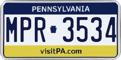 PA license plate MPR3534