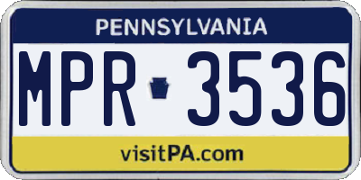 PA license plate MPR3536