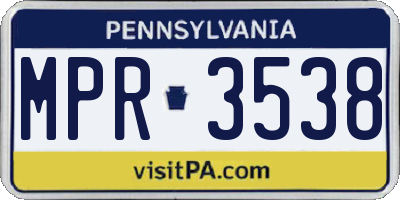 PA license plate MPR3538