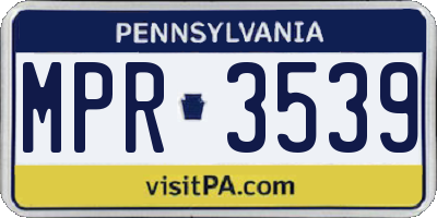 PA license plate MPR3539