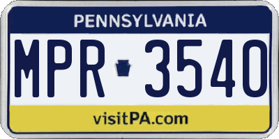 PA license plate MPR3540