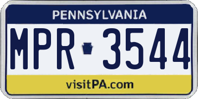 PA license plate MPR3544