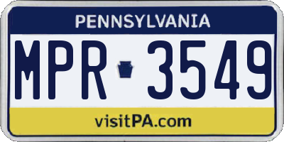 PA license plate MPR3549
