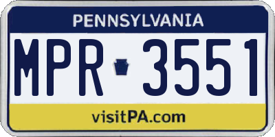PA license plate MPR3551