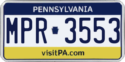 PA license plate MPR3553