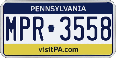 PA license plate MPR3558