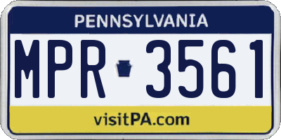 PA license plate MPR3561
