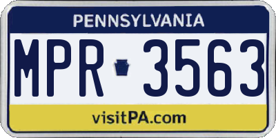 PA license plate MPR3563