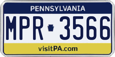 PA license plate MPR3566