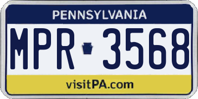 PA license plate MPR3568