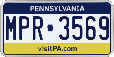 PA license plate MPR3569