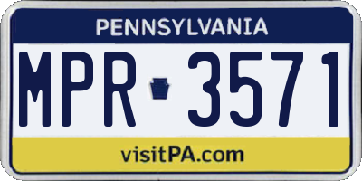 PA license plate MPR3571