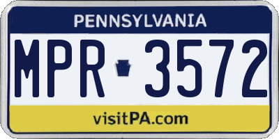 PA license plate MPR3572
