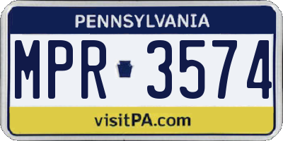 PA license plate MPR3574