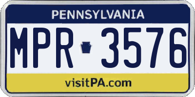 PA license plate MPR3576