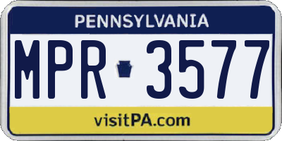 PA license plate MPR3577
