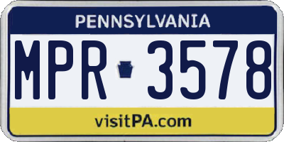 PA license plate MPR3578