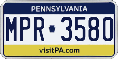 PA license plate MPR3580